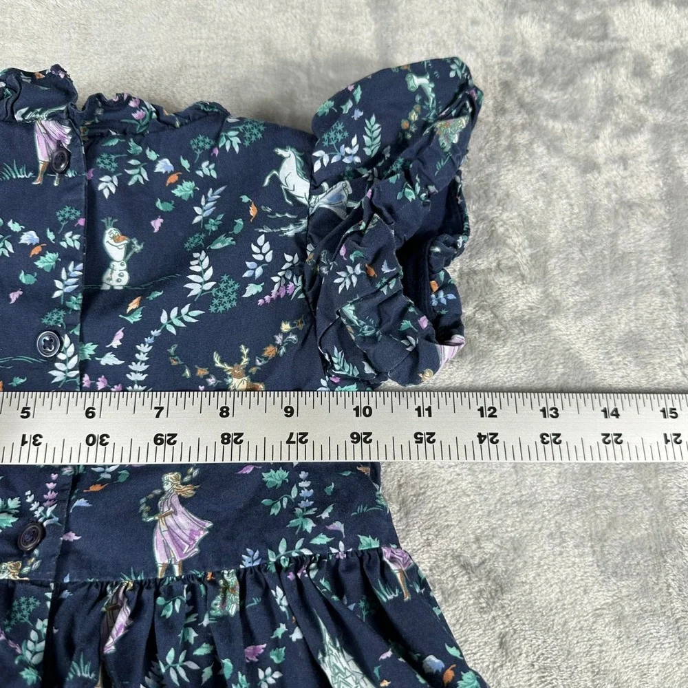 Disney x Janie and Jack Frozen Dress Girls 2T Navy Blue Floral Ruffle Tiered